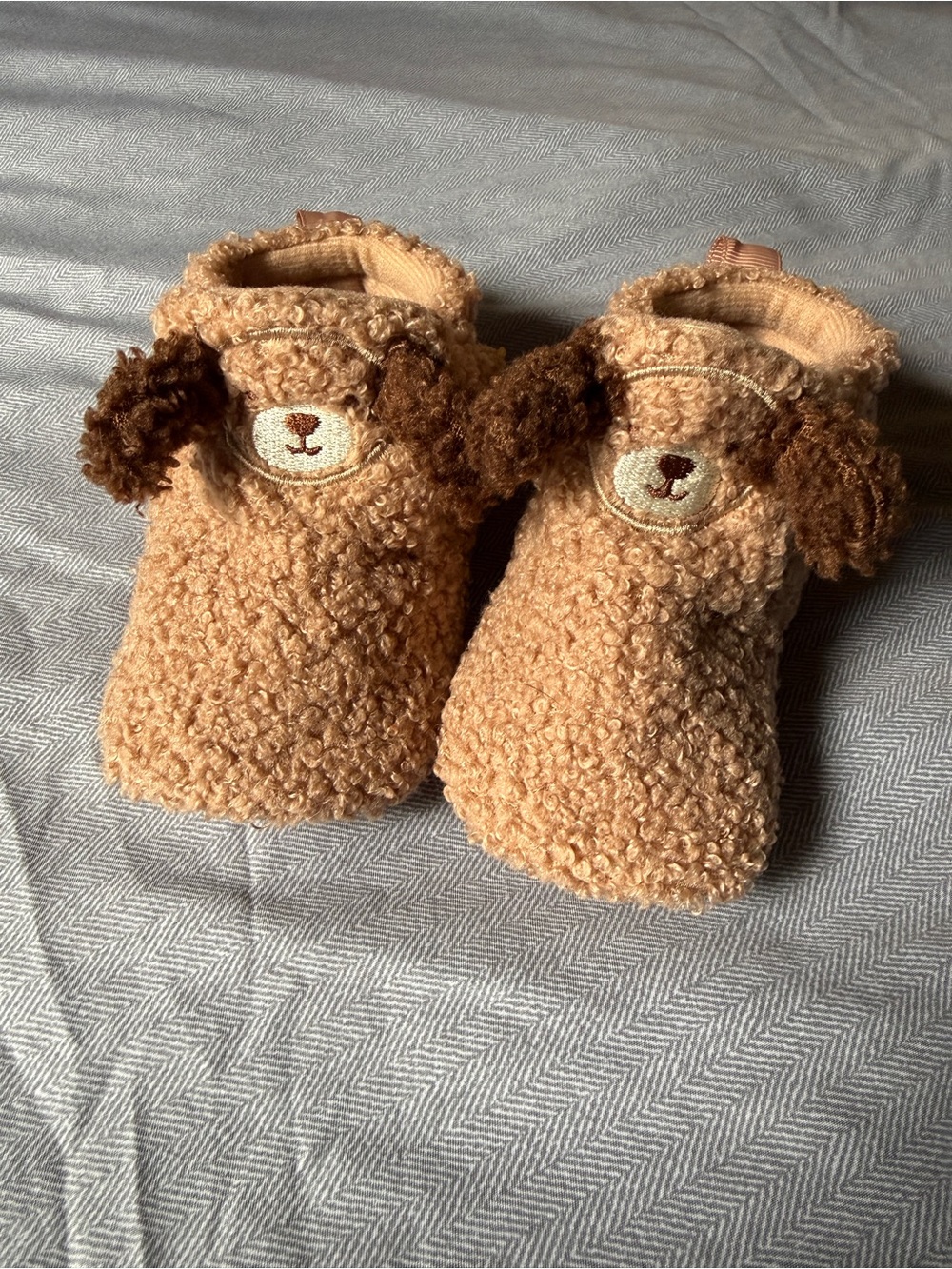 Cozy Dog Baby Slippers/Booties - Plush Brown